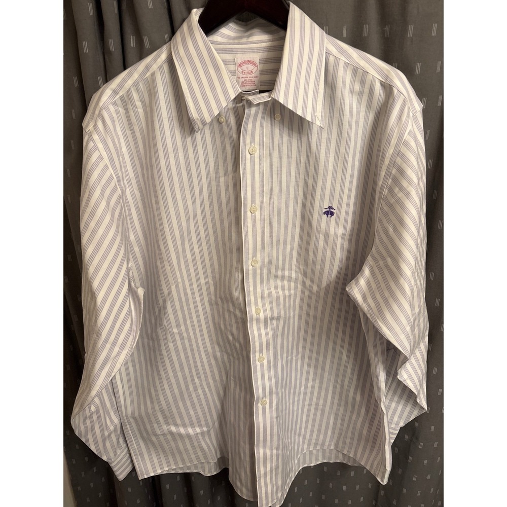 Brooks Brothers Mens Large Non-Iron Supima Cotton Striped Button Down Shirt